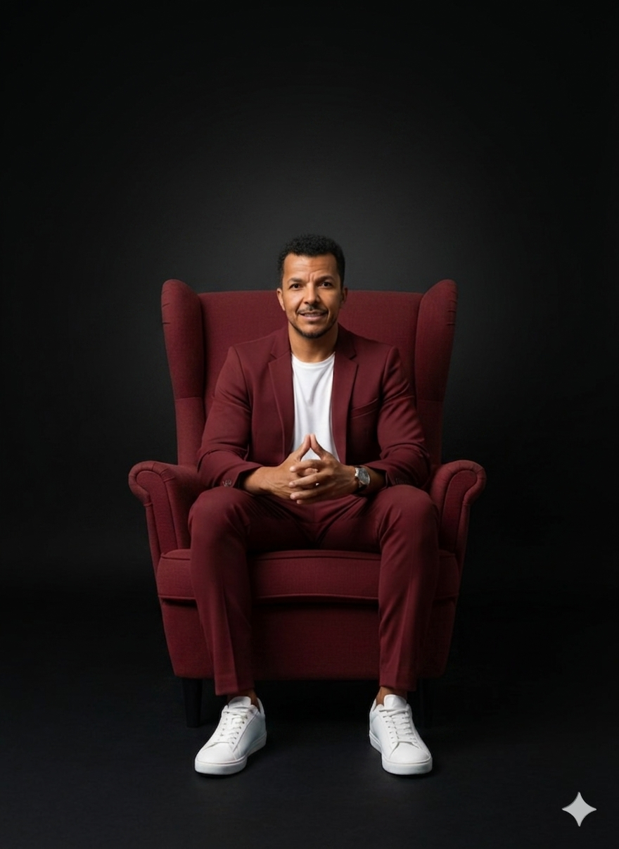 Janisson Carvalho, barbeiro, retrato no espaço da barbearia